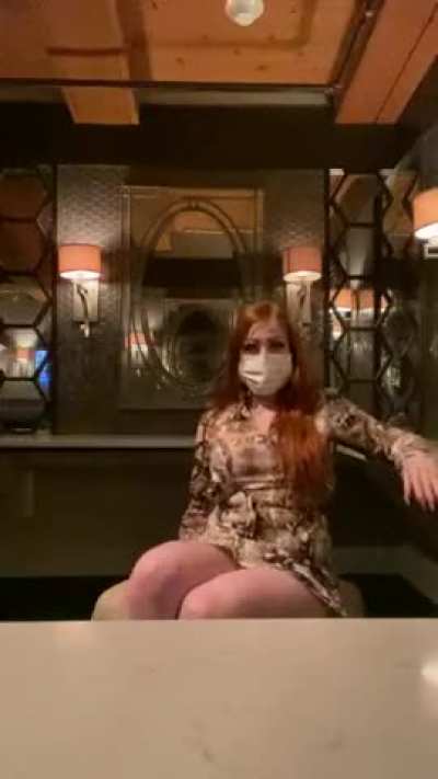 Stuffing my pussy in a restaurant