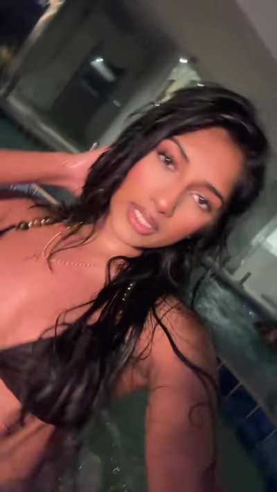 Black bikini hot tub beauty