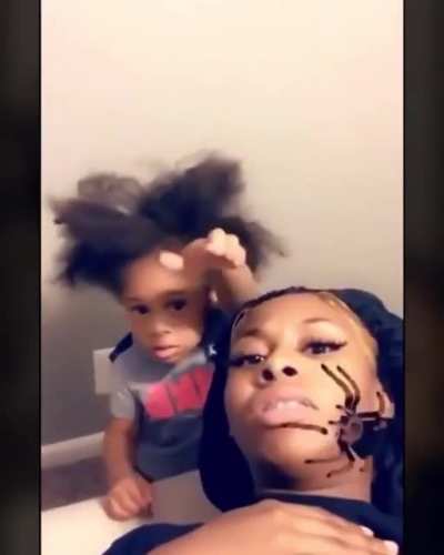 Her hair is all over the place
