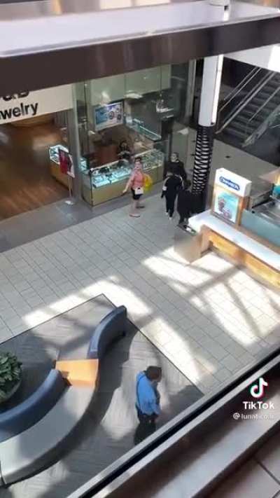 Lady flashes her gun at a mall full of civilians and the security guard rightfully doesn't want to risk his life