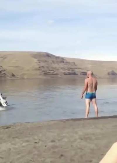He challenged a motorboat