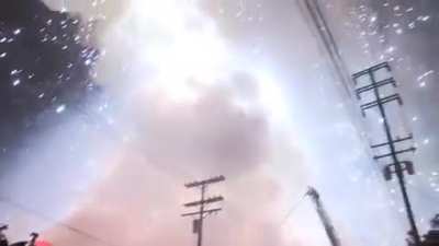 Firefighters put out magnesium fire with water