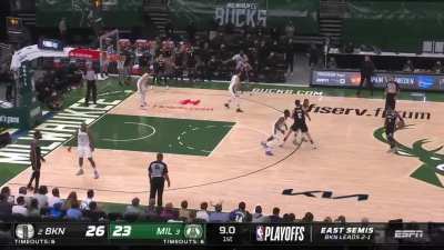 [Highlight] The rim saves Thanasis legacy after he tries to guard Irving to end the quarter