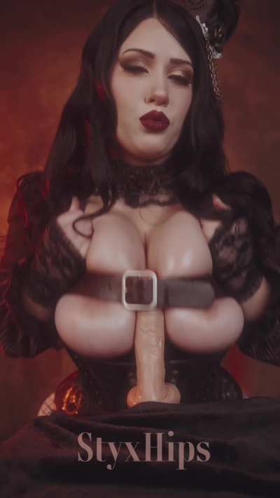 POV: *A lady from an aristocratic family is milking your cock with her large bust* 💦