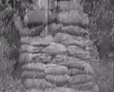 A sandbag of placement is no place for the enemy to hide, Not when he's hiding from the bazooka.