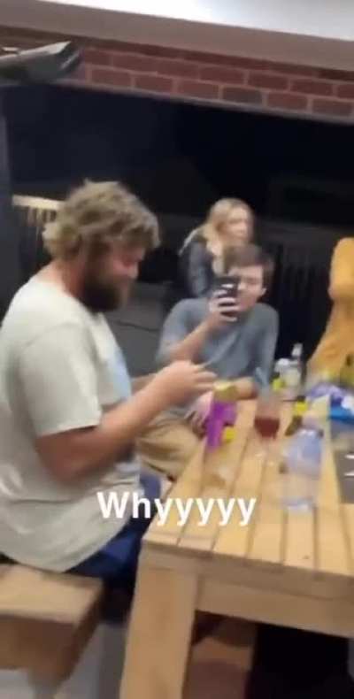 he tried to light his beard on fire..
