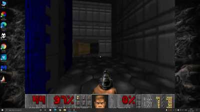 Doom running as Windows desktop wallpaper.