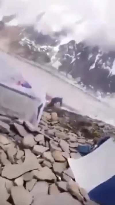 Nearly wiped out by a boulder