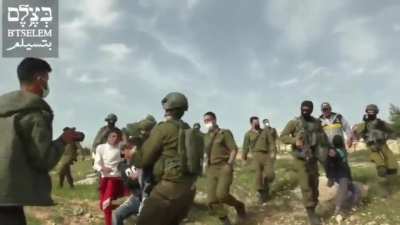 Five children aged 7-11 who were picking Tournefort's gundelia flowers in Al Rakeez community in the South Hebron Hills, were arrested a short while ago, after settlers from Havat Ma'on drove them away and called the military. Children were taken by occup