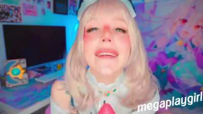 Jean from Genshin Impact cosplayer masturbates, sucks dildo and squirts