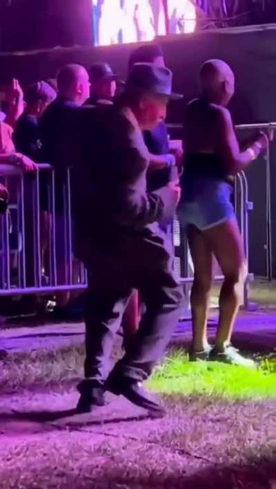 Old guy grooving some serious moves