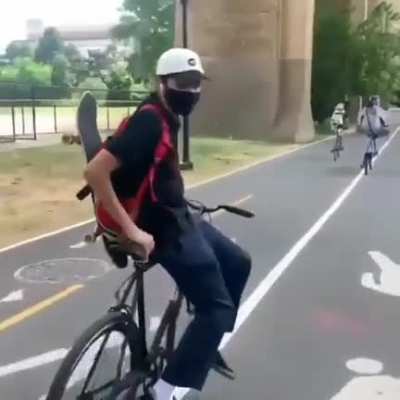 To look cool while riding a bike