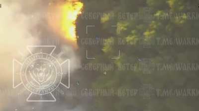 Ukranian tank gets blown up after hit by lancet. Kursk region.