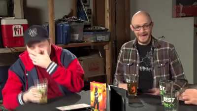 The best spit take of all time, courtesy of Rich Evans (and Jack should grow that beard back)