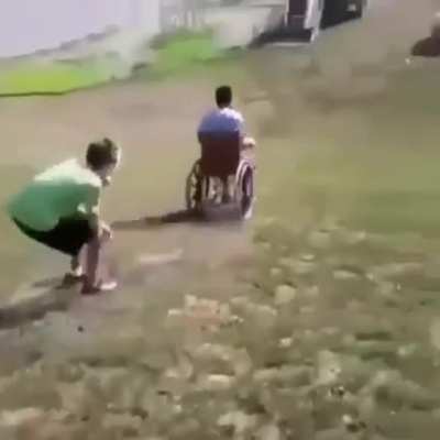 WCGW pushing ur disabled friend down a hill