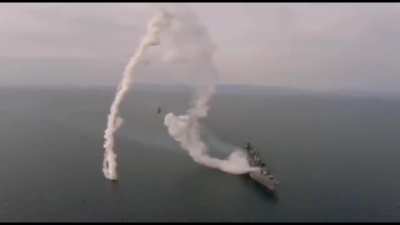 The newly renovated Marshal Shaposhnikov frigate misfires a rocket during testing. This is the same class of ship that Putin says will carry their “unstoppable” Tsirkon hypersonic missiles.