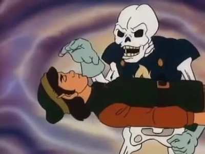 Spooked scary skeleton