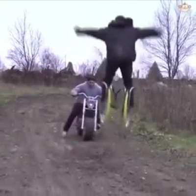 Trying to jump over a motorcycle? A 10/10 idea
