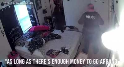 Two police officers in upstate New York allegedly stole $6,000 during the search of a parolee's house and they were caught on camera saying 