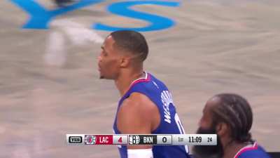 [Highlight] Harden & Russ with good ball movement to find Zubac for an easy dunk