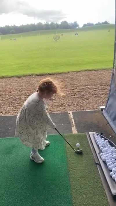 4 year old at the range. She hit her first 40 yard + shot today. Have helped her with setup and she just blasts it! What should I help her with next??