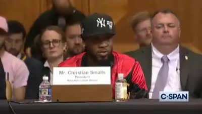 Amazon labor union president Christian Smalls shuts down Lindsey Graham during a senate hearing.