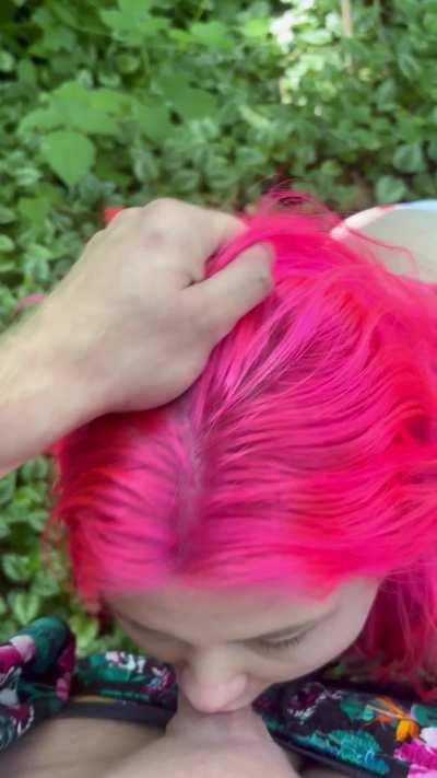 Canadian slut throat fucked in the woods