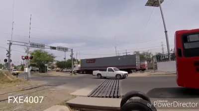 Van destroyed by train