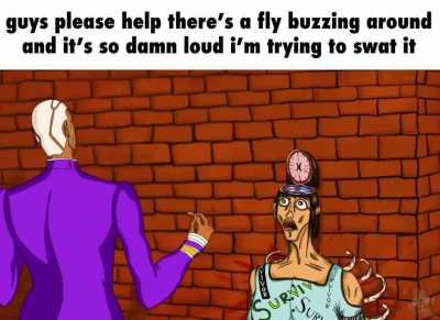 when the funny jojo character can't enjoy his brain music