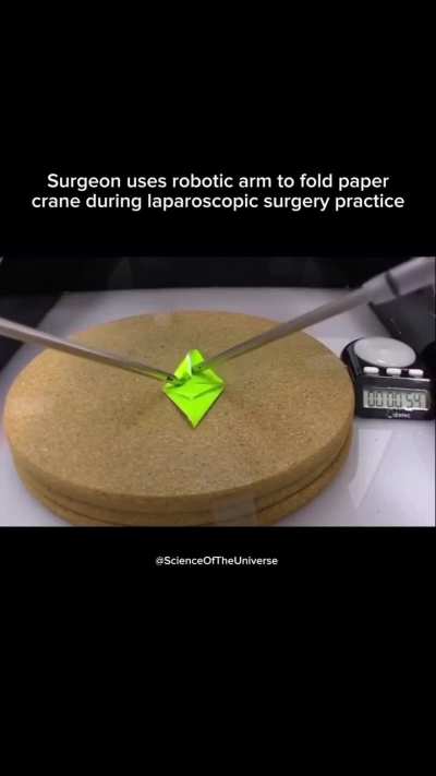 This is a demonstration of laparoscopic surgery practice. Look how precise it is