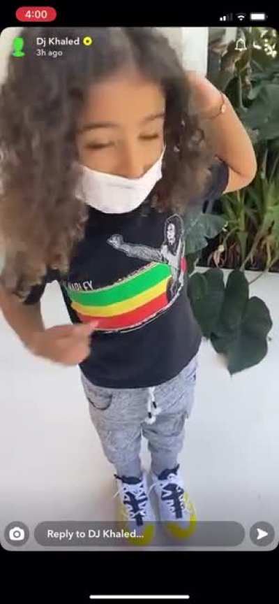 DJ Khaled reacts to Asahd’s Bob Marley shirt