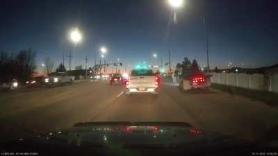 Truck had been going slow ahead of me. He pulled over and I saw his front tire came off the truck and was on fire about 50ft down the road.
