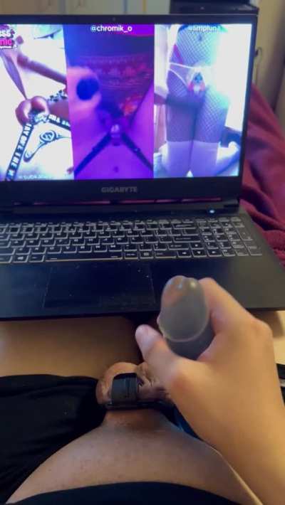 My keyholder tasked me with stroking my dildo next to my cage. It felt sooo good to finally stroke something above 3”