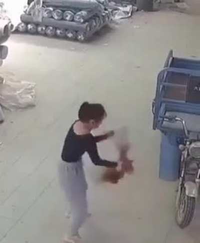 Girl unleashes on chicken for stepping up to her.