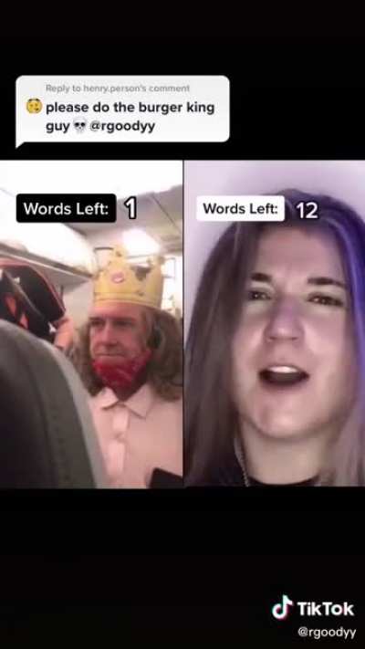 Burger King man uses his last word.