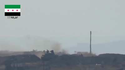 SAA tank is saved by a destroyed tree/light pole from a TOW missile - 10/7/2015