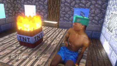 Me when I discovered TNT on Minecraft (By @Theorus_)