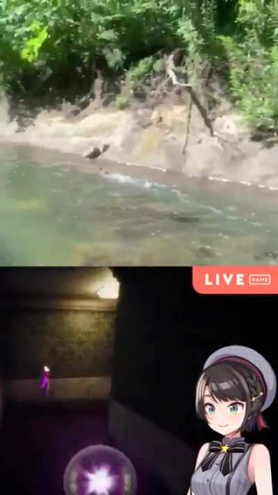 subaru playing horrer game carm→panic (Live-action version)