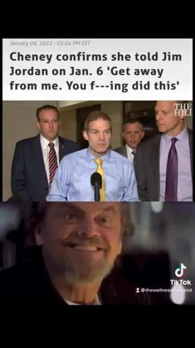 Can we get footage of Jim Jordan’s goober face when Cheney cussed him out?