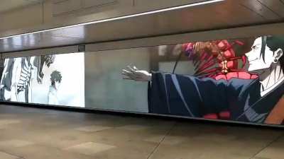 Digital signage of JJK 0 advertisement in Hell Station, Shinjuku. They teased the Gojo & Geto's backstory too 💀