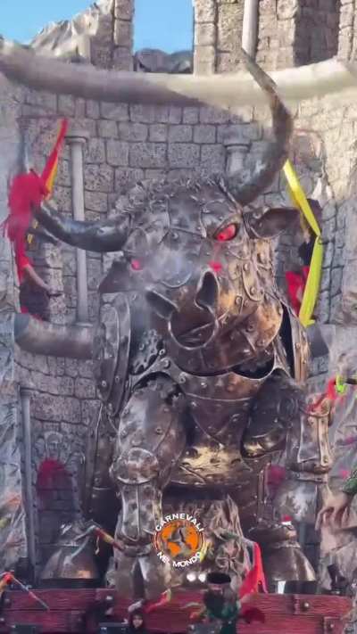 Bullfight inspired float at Putignano carnival, Italy