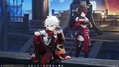 i made an animated wallpaper of kazuha and beidou from the recent teaser! (link to wallpaper in replies)