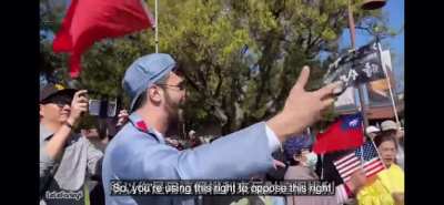 Lele Farley saying what needs to be said to brainless CCP supporters at Taiwan protest in USA
