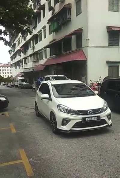 Lady swings around a cane/sickle combo showing her OKU card justifying her erratic behavior and states she can kill people after being asked to move her car on a one way road.