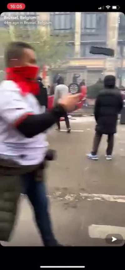 Moroccans causing chaos in Brussels after Morocco beats Belgium 2-0 in the World Cup