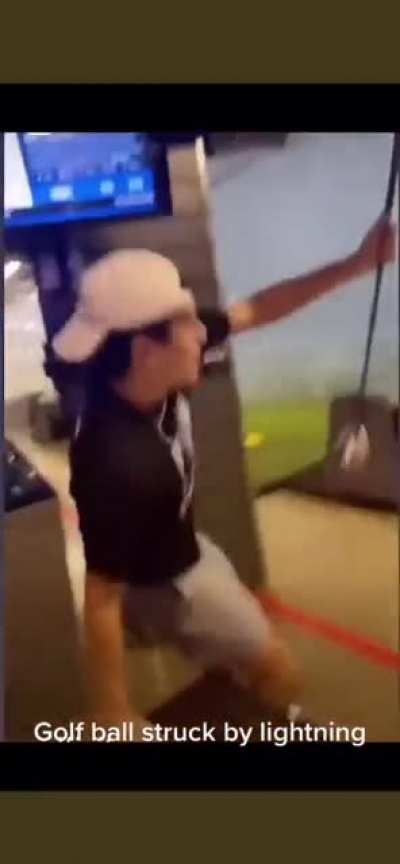 Rare moment golf ball struck by lightning