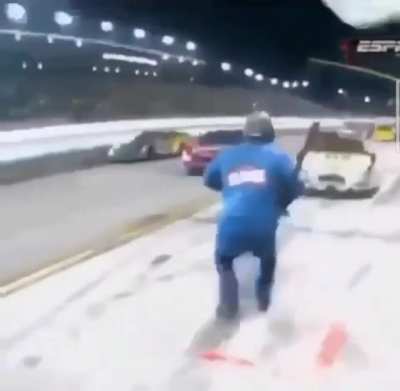 Idiot nearly getting crushed