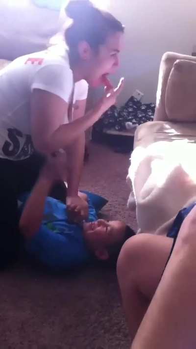 Mon spit and pinned down son 