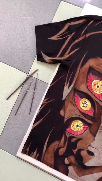 Kokushibo using bleach & textile ink on shirt