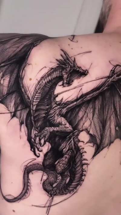 Dragon tattoo art by © BK Tattooer, South Korea.